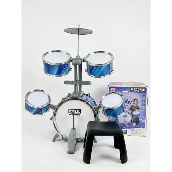 Rock Jazz Drum Set for Kids – Musical Toy Drum Kit with Stool, Cymbal, Lights & Adjustable Height for Toddlers (Ages 1–5)