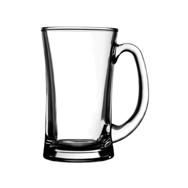 Paşabahçe Pub Beer Mug 55299 – Classic Glass Beer Mug with Handle & Paneled Base