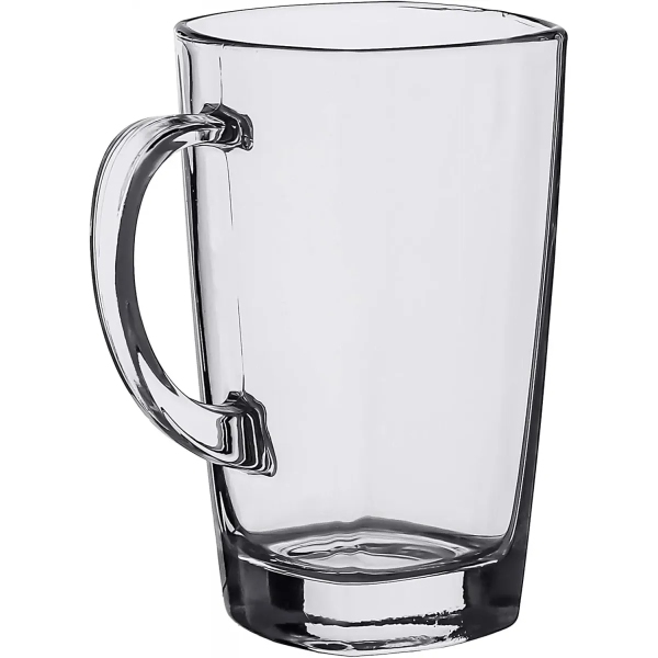  Luminarc Tempered New Morning Mug, a durable, clear glass mug designed for hot beverages like tea and coffee (n5613)
