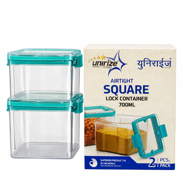Unirize Airtight Square Lock Container – 2 Piece Set