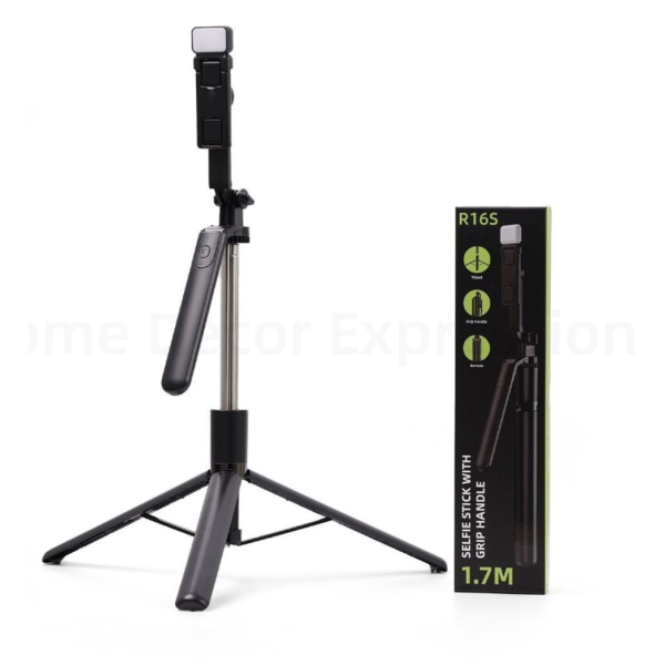 R16S Selfie Stick with Grip Handle & Tripod – 1.7M