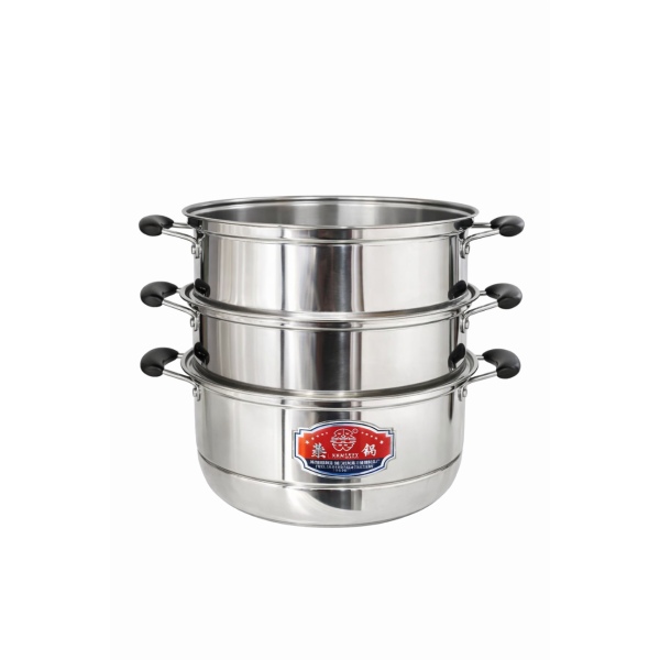 3-Tier Stainless Steel Momo Steamer Pot – Multi-Layer Food Steamer for Momos & Dumplings 28cm