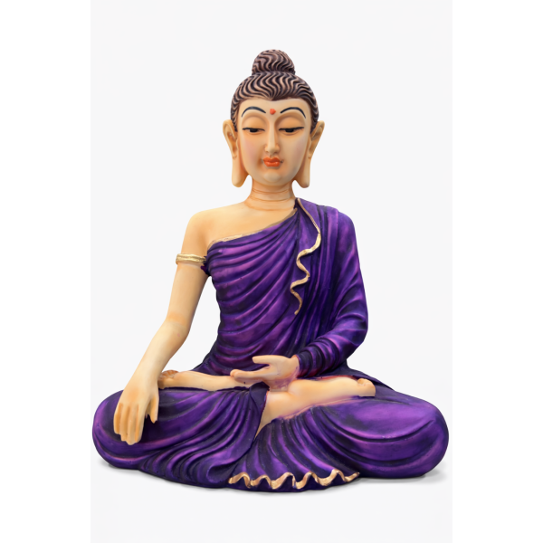 Purple Resin Lord Buddha Statue – Traditional Draped Robe
