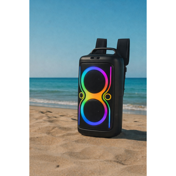 SEE PIYANO WR-6606 Portable Wireless Speaker - 2000W PMPO Backpack-Style Bluetooth Speaker with RGB Lights & Karaoke Mics