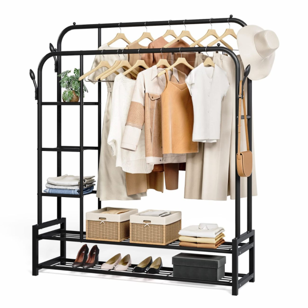 Double Pole Garment Rack Heavy Duty Metal Clothes Rails