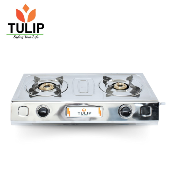 Tulip Stainless Steel 2‑Burner Gas Stove – Auto Ignition Cooking