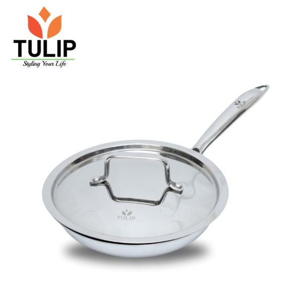 Tulip Tri‑Ply Stainless Steel Fry Pan – With Lid