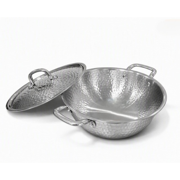 Stainless Steel Deep Kadhai with Lid 24cm