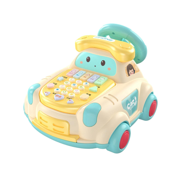 Interactive 2-in-1 Baby Learning Toy: Music & Light Phone with Toddler Steering Wheel Car Play - Educational & Fun for Kids